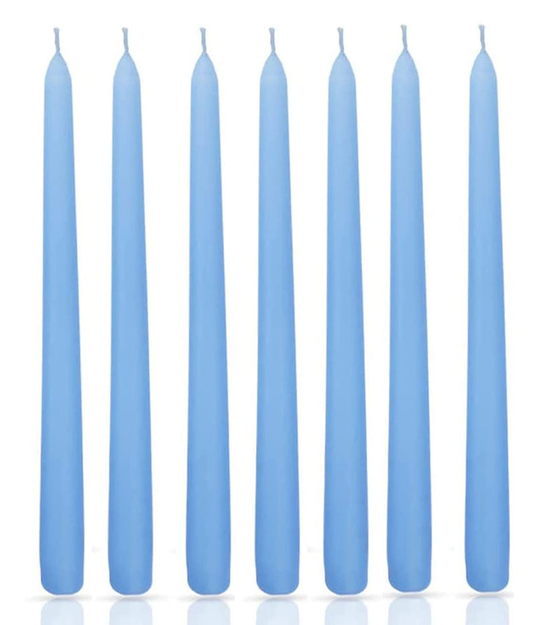 atorakushon Set of 8 Scented Taper Candles Tall Thicker Candle Long Burning time Dripless candle sticks for Home Décor Wedding Parties (Sky Blue)