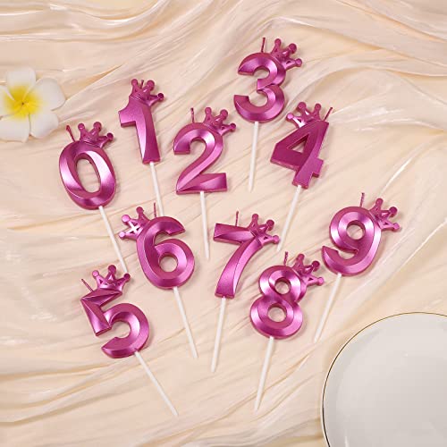 3inch Birthday Number Candle, Large Cake Numeral Candles Birthday Candle Cake Topper with Crown 3D Number Candles for Birthday Wedding Anniversary Graduation (Purple, 1)