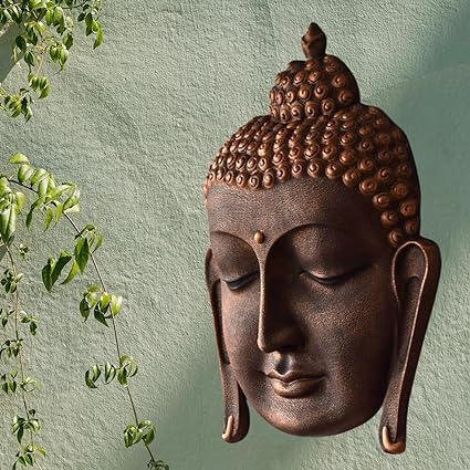 Shawshank Buddha Wall Hanging Mural Showpiece for Home Entrance Decor, Office, Study Room - Idol Statue Shri Buddha face Wall Mount