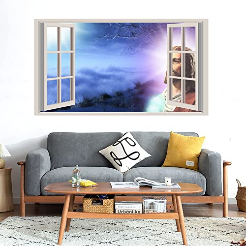 GADGETS WRAP Printed Wall Decal Sticker Fake Window Style Decal (90cm x 50cm) - Jesus Christ