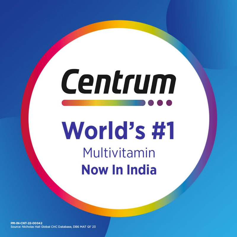 Centrum Men Tablet, World's No.1 Multivitamin with Grape seed extract, Vitamin C & 21 other nutrients for Overall Health, Strong Muscles & Immunity (Veg) 30s