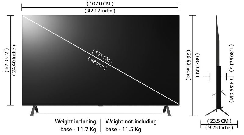 LG 121 cm (48 inches) 4K Ultra HD Smart OLED TV 48A3PSA (Rocky Black)
