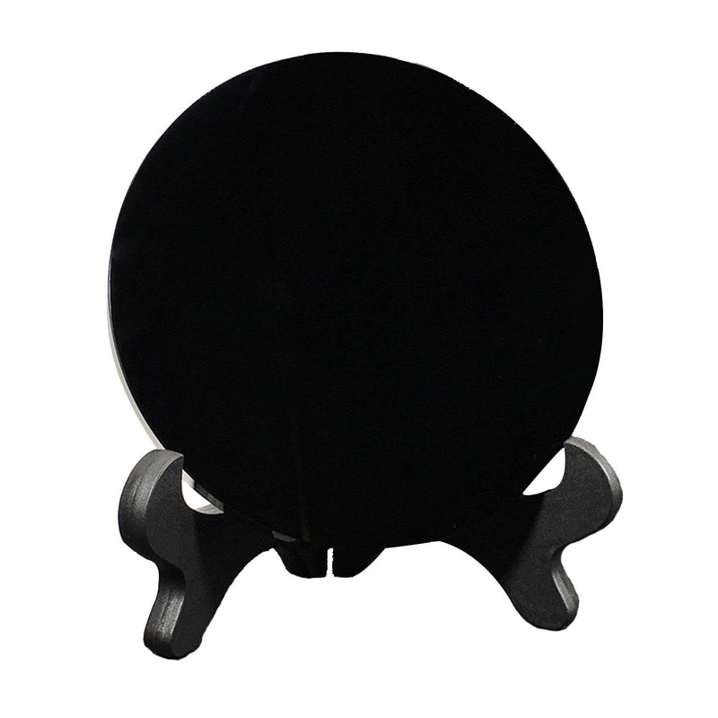 SECRET DESIRE Black Obsidian Disc Obsidian Scrying Mirror for Meditation Home Office Decor Diameter 18Cm