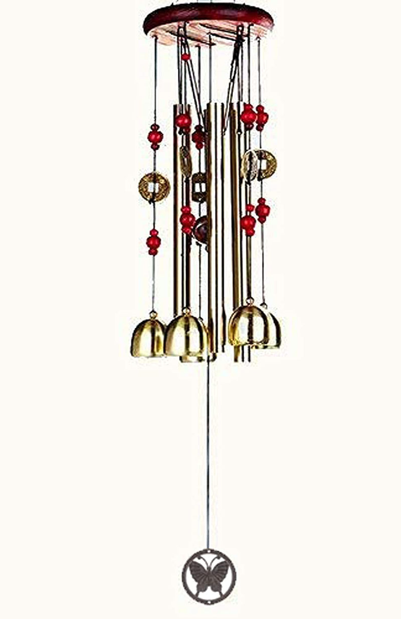 SETHI TRADERS | Metal Wind Chimes with 4 Pipe and 5 Bells for Feng Shui at Home Balcony Garden Positive Energy, Home Decor Hanging Gifts for Loved Ones Jingle Good Sound 21 Inch Long