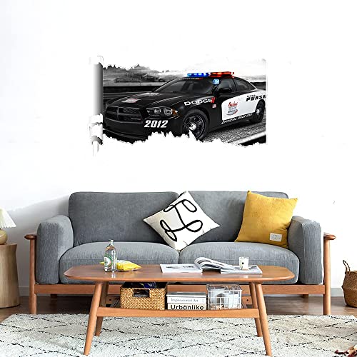 GADGETS WRAP Printed Wall Decal Sticker Scratched Paper Style Wall Decal (90cm x 50cm) - Police Muscle Car