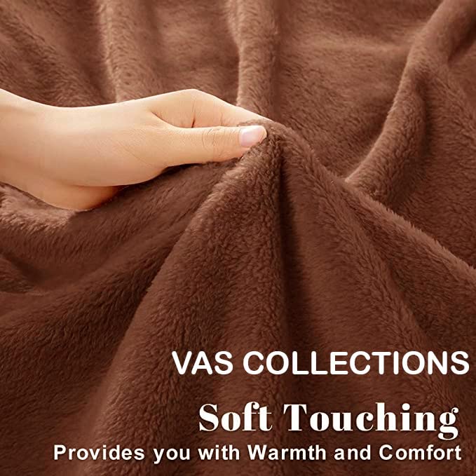 VAS COLLECTIONS 3000 TC Super Soft and Warm Light Weight Single Bed Mink Blankets for Mild-Winter (Coffee & Brown, 60X90 inches)