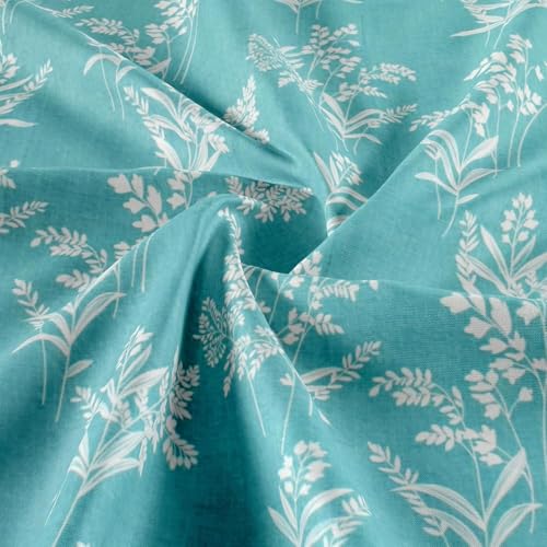 VOMZER 320 TC Elastic Fitted Bedsheets Single Bed with 1 Pillow Cover | Single Bed with All Around Elastic, Size 36 x 72 x 10 Inches Aqua Lily