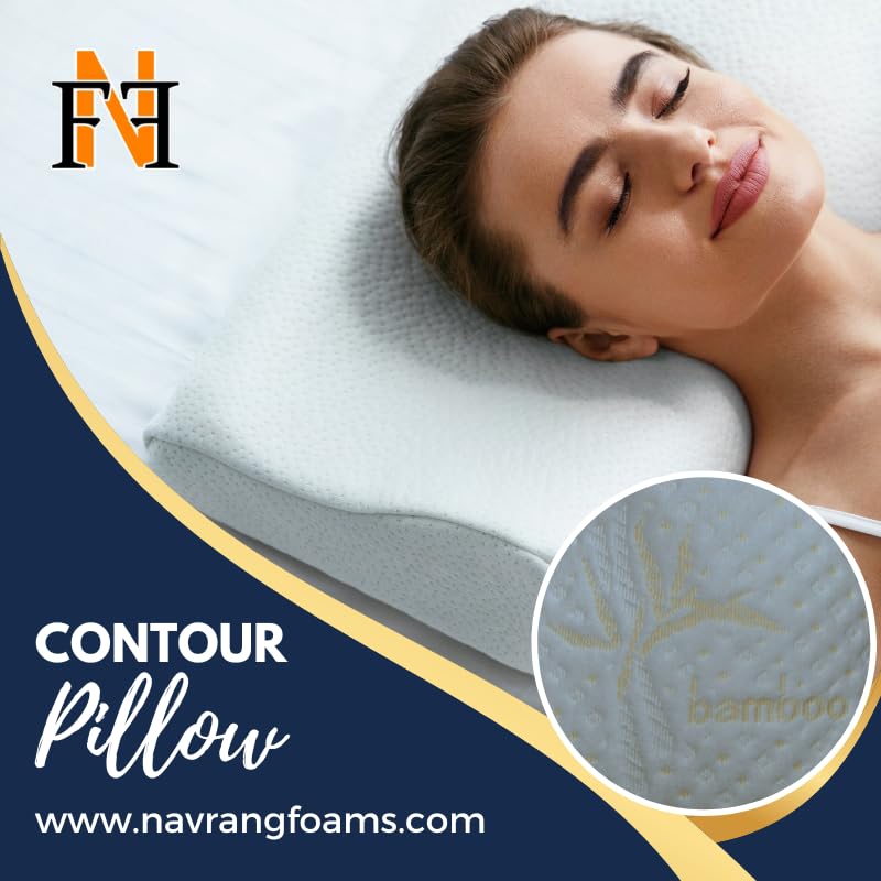 Navrang Foam & Fabrics Memory Foam Contour Pillow Pack of 2. Firmness:- Medium Soft