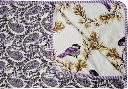 JAIPUR PLASTIC HOUSE Floral, Animal, Printed Single Dohar for AC Room (Cotton, White-Purple)