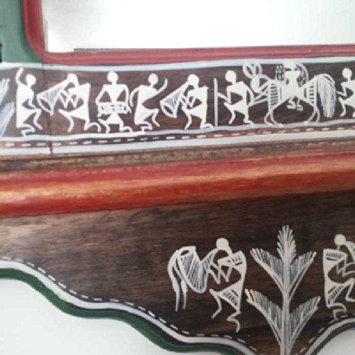 VarEesha Hand Crafted Warli Wooden Jharokha Wall Hanging