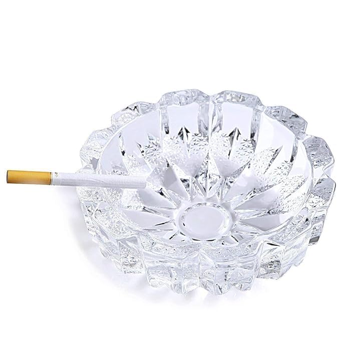 Pech Glass Ashtray, 1 Round Glass Ash Tray, Ash Trays for Smoking for Home, Ashtray for Cigarette Stylish, Ashtray for Home, Car Ashtray