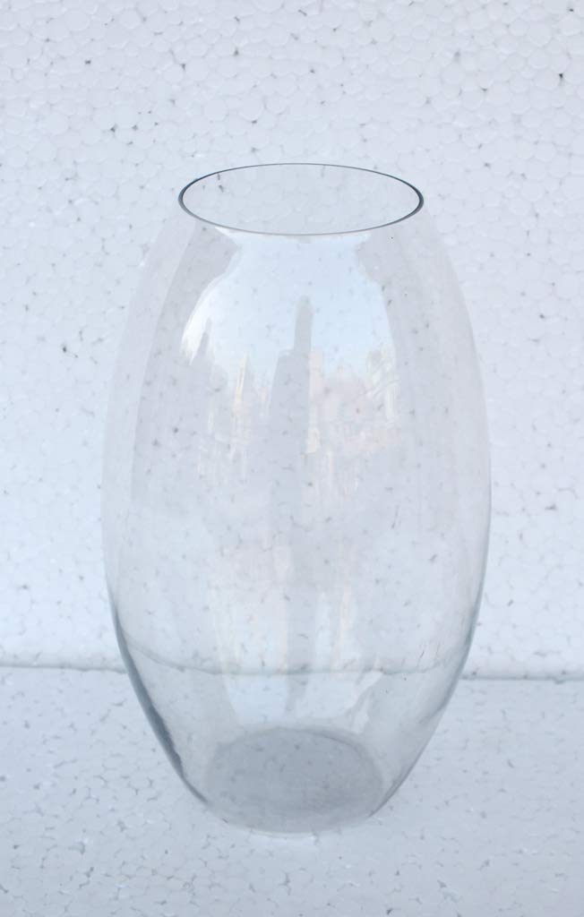 SHOBHANA ENTERPRISES Crystal Clear Oval Glass Vase (14")