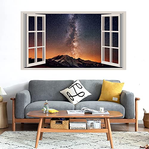 GADGETS WRAP Printed Wall Decal Sticker Fake Window Style Decal (90cm x 50cm) - Stars Shooting