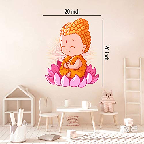 DivineDesigns™ Buddha Little Sticker (Size :- 20 X 26 inch) | Wall Sticker for Living Room/Bedroom/Office and All Decorative Stickers