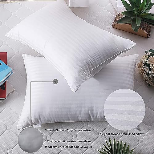 ADBENI HOME Premium Virgin Conjugated Fiber Pillow, Smart Adjustable Super Soft Breathable, 20x36 Inch King U.K, Strip White (Set of 2)