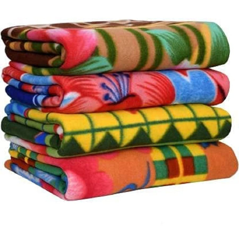 Luxury Trends Fleece 250 TC Single Bed Blanket- Set of 4 (Printed),Multicolour