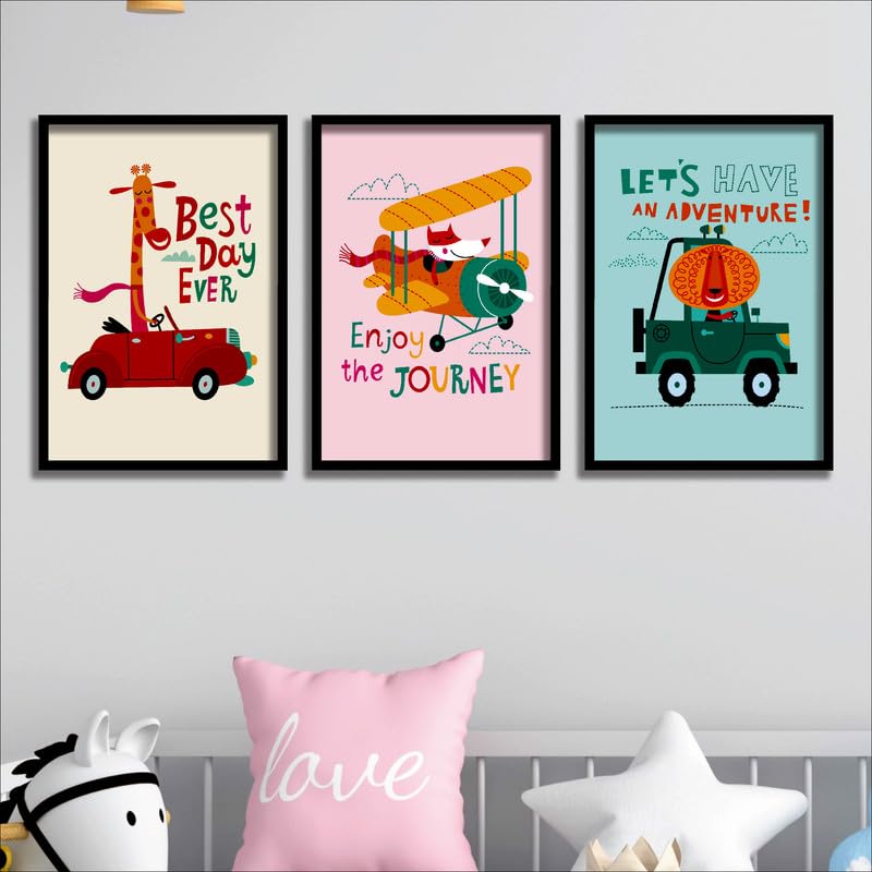 SAF paintings Set of 3 Kids Room Wall Painting for Home Decoration SA-BLACKMX33502