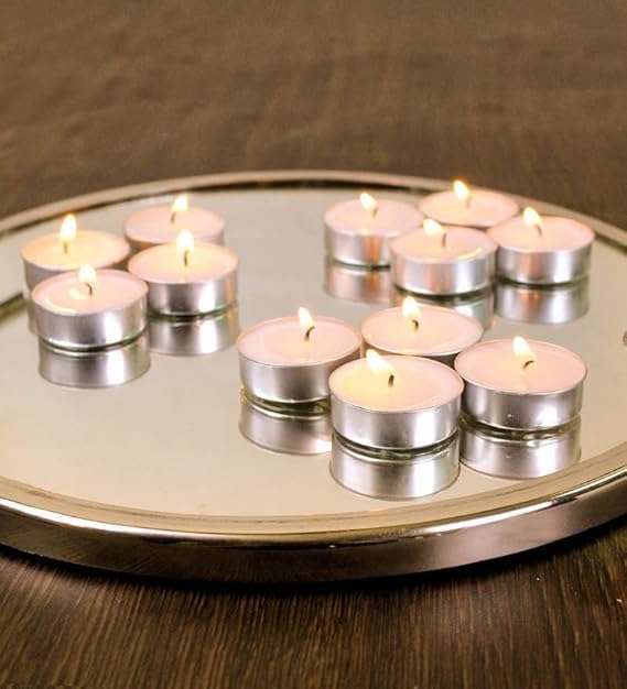 Tealight Candles Diya 4.5 Long Burn Time White Tea Smokeless Candles Diya for Home Decoration, Diwali, Navratra, Special Occasion & Festival, Pool Party, SPA (Pack of 100)