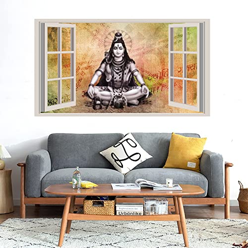 GADGETS WRAP Printed Wall Decal Sticker Fake Window Style Decal (90cm x 50cm) - Shiv Divine