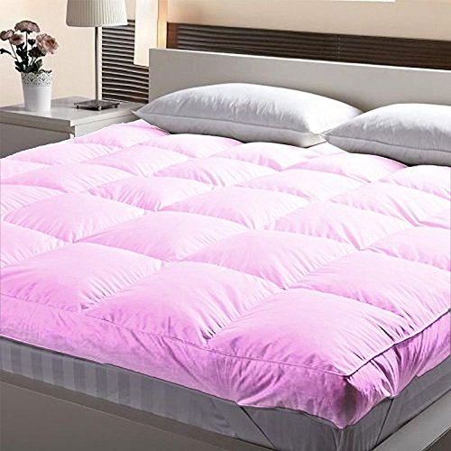 Jaipur Linen Double Bed Microfibre Mattress Padding/Topper with Waterproof and DustProof Mattress Cover/Mattress Protector for 5 Star Hotel Feel- Pink-72 Inch X 72 Inch