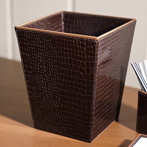 Pure Home + Living Brown Faux Leather Paper Bin