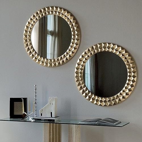 WILDWOOD Wood Wall Mirror Frame/Wall Hanging/Wall Floating/for Room/Hall/Bathroom Home/Decor Living Room/Set of 2/Golden (24x24 Inch)(Golden)