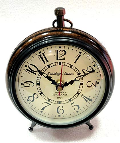 Nautical Art Antique Maritime Wooden Style Antique Brown Desk Analog Clock Office Desk Decor