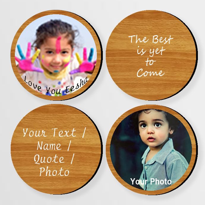 Brown Cloud Customized Engineered Wood (MDF) Fridge Magnet with Photo, Quote, Name for Gifting and Decoration (FMM 01) (Pack of 8)