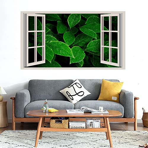 GADGETS WRAP Printed Wall Decal Sticker Fake Window Style Decal (90cm x 50cm) - Leaf in Dark