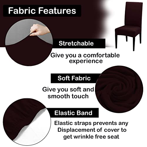 HOTKEI Pack of 6 Wine Dining Table Chair Cover Stretchable Slipcover Seat Protector Removable 1pc Polycotton Dining Chairs Covers for Home Hotel Dining Table Chairs