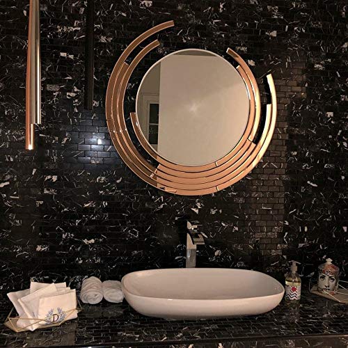 Venetian Design Eclipse Rose Gold Wall Mirror | 20 Inches Diameter | Made in India