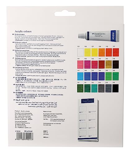 Faber-Castell 379024 CS Acrylic Colours 9ML Set of 24, Assorted