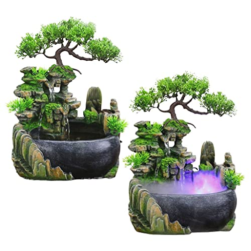 ATORSE® Table Fountain Rockery Landscape Bonsai Statue Spray Water Fountain No Fog