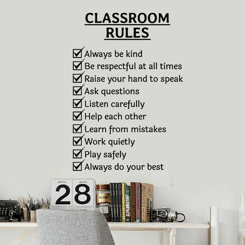 GADGETS WRAP Vinyl Classroom Rules Words Study Room School Wall Sticker Vinyl