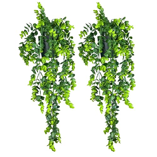 Tdas Plastic Artificial Plants With Pot Leaves Hanging Ivy Garlands Plant Greenery Vine Creeper Home Decor Door Wall Balcony Decoration Party Festival Craft (2 Pcs Design3)