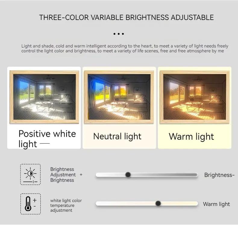 One94Store 3D LED Sunset Painting with Indoor Hall Design LED Light Photo Frame and Three Lighting Modes, Wall Art Decor, Bedside Lamp, Perfect for Living Room, Bedroom