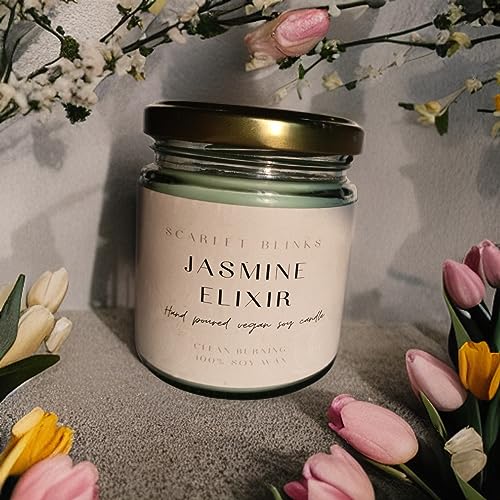 Scarlet Blinks Jasmine Elixir and Lavender Serenity | Soy Wax Candles | Aroma Therapy Candles | Burning Time :-45 HRS Pack of 2