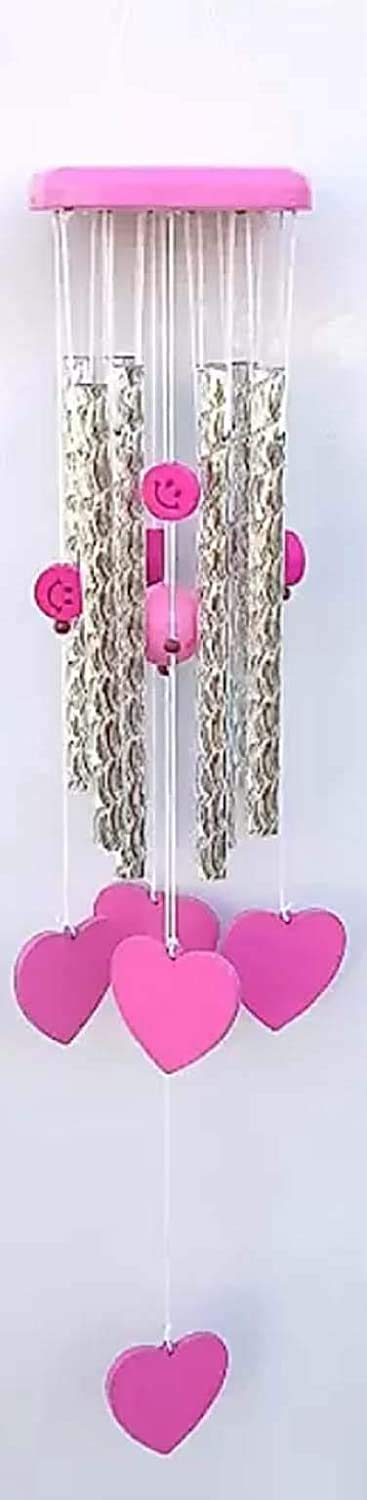 BANSIGOODS Wind Chime Hanging Heart Shape Love Vastu Feng Shui/Love Wind Chime for Home Good Sound Quality Positive Energy Good Luck - 25 Inch