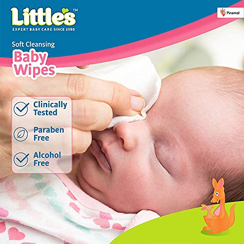 Little's Soft Cleansing Baby Wipes Lid, 80 Wipes (Pack of 2)