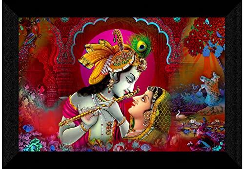 SAF paintings Pack of 1 Radha krishna religious modern art wall painting with framed for living room 11 inch x 14 inch CANFM31259