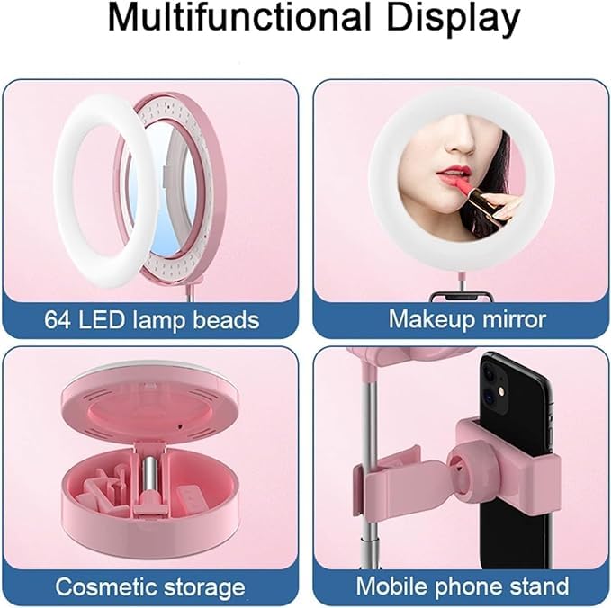 AADCART LED Dressing Table Round Selfie Mirror for Makeup | Light Ring Lamp Adjustable with Mobile Holder for Photography | for Outdoor, Function, Marriage