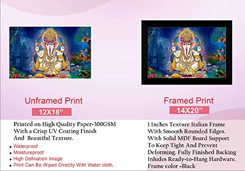 SAF Pack of 1 Ganesha religious modern art wall painting with framed for living room 11 inch x 14 inch CANFM31227