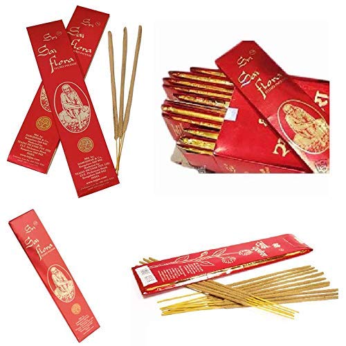 Sri Sai Flora Agarbatti Hand Rolled Indian Lord Incense Sticks Pack of 15 (25 GRM Each)