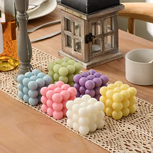 ACITHGL Bubble Candle - Cube Soy Wax Candles, Home Decor Candle, Scented Candle Set 4 Pieces, Home Use and Gifting (White+Green+Pink+Purple)