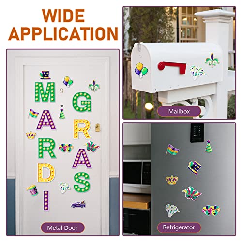 TOODOO 20 Pieces Mardi Gras Garage Door Magnets Outdoor Magnets Refrigerator Decal Magnetic Stickers Car Mask Magnets for Mardi Gras Fridge Garage Door Fridge Party Supplies