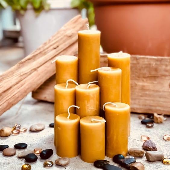 100% Pure Beeswax Pillar Candles | Handmade Beeswax Pillar Gift Set | Beeswax Pillar Candle Sets 14" 9" 6" 5" 4" 3" | Candle Collection Gift Set (Set of All 6)