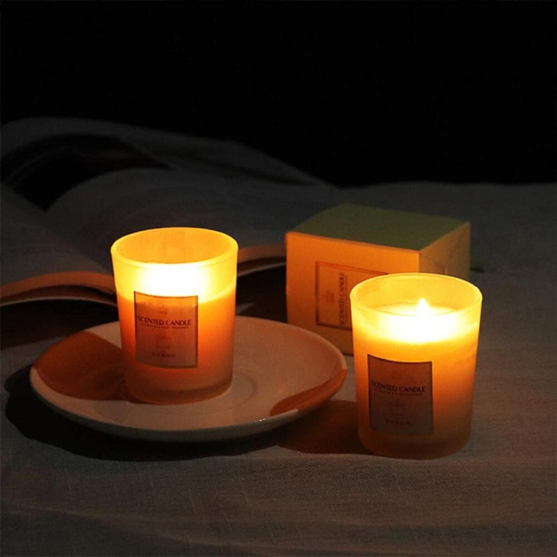 ATORSE® Glass Cup-Shaped Smokeless Floral Fragrance Scented Candle for Bedroom