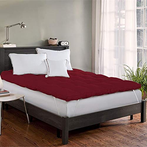 RELEIFE 2500 GSM Finest Imported Microfiber Double Bed Size Mattress Padding/Topper-Maroon (Queen - 60 x 78)