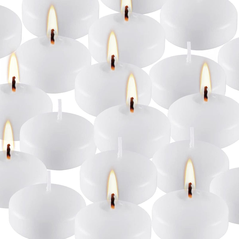 CIPHANDS 10 Hour Floating Candles, 3' White Unscented Dripless Wax Discs, for Cylinder Vases, Centerpieces at Wedding, Party, Pool, Holiday (24 Set)