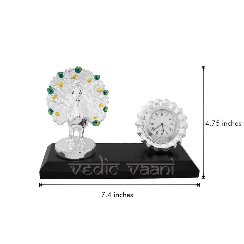 Vedic Vaani Peacock Numeral Noiseless Decorative Designer Desk Clock Watch for Home Decor (1 Pcs)